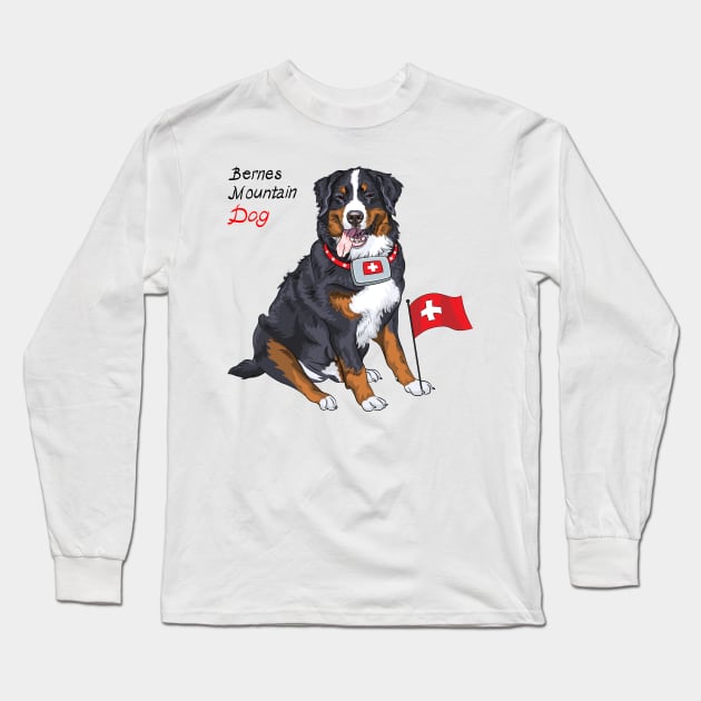 Bernese mountain dog Long Sleeve T-Shirt by kavalenkava